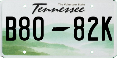 TN license plate B8082K