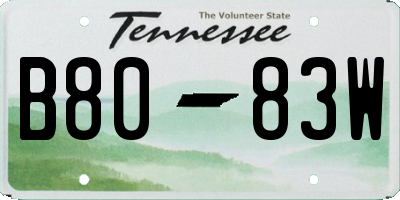 TN license plate B8083W