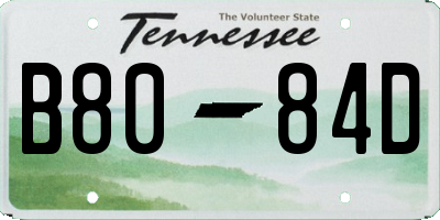 TN license plate B8084D