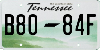 TN license plate B8084F