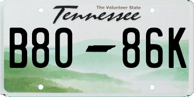 TN license plate B8086K