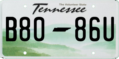 TN license plate B8086U