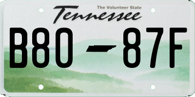 TN license plate B8087F