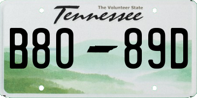 TN license plate B8089D