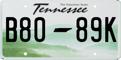 TN license plate B8089K