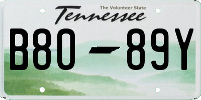TN license plate B8089Y