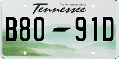 TN license plate B8091D
