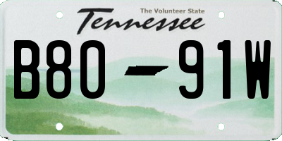 TN license plate B8091W