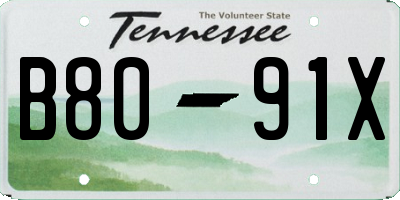 TN license plate B8091X