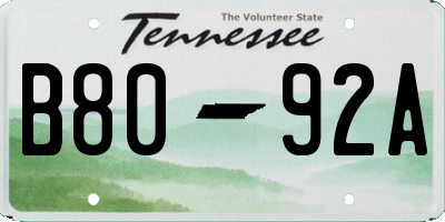 TN license plate B8092A