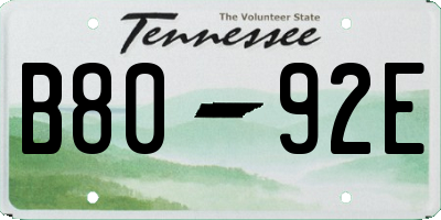 TN license plate B8092E