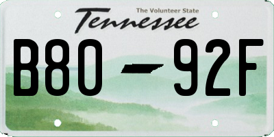 TN license plate B8092F