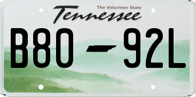 TN license plate B8092L