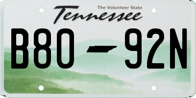 TN license plate B8092N