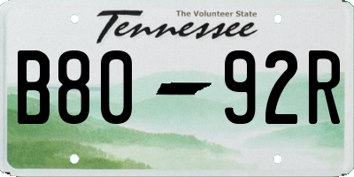 TN license plate B8092R