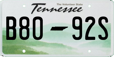 TN license plate B8092S