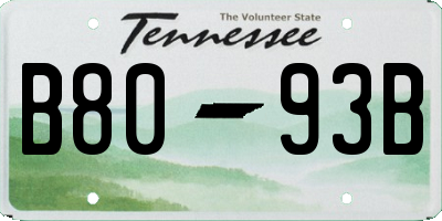 TN license plate B8093B