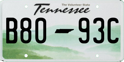 TN license plate B8093C