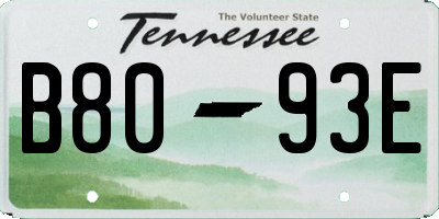 TN license plate B8093E