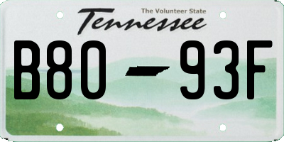 TN license plate B8093F