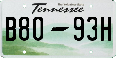 TN license plate B8093H
