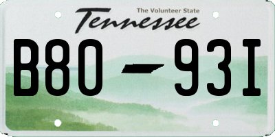 TN license plate B8093I