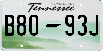 TN license plate B8093J