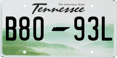 TN license plate B8093L
