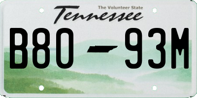 TN license plate B8093M