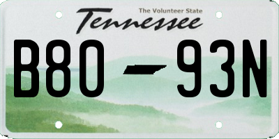 TN license plate B8093N