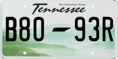 TN license plate B8093R