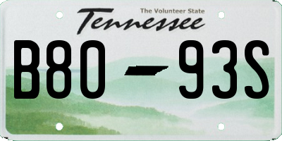 TN license plate B8093S