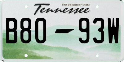 TN license plate B8093W