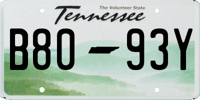 TN license plate B8093Y