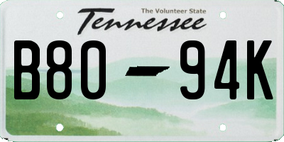 TN license plate B8094K