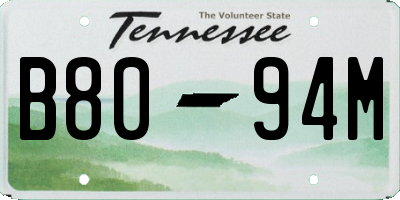 TN license plate B8094M
