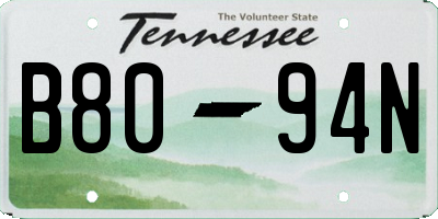 TN license plate B8094N