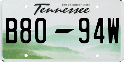 TN license plate B8094W
