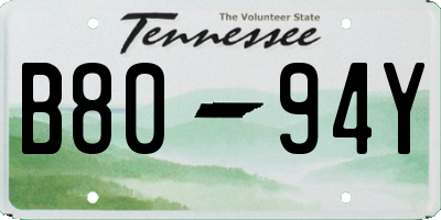 TN license plate B8094Y
