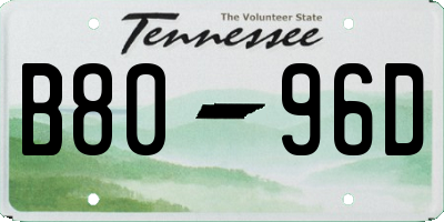 TN license plate B8096D