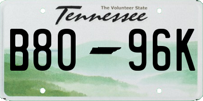 TN license plate B8096K