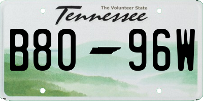 TN license plate B8096W