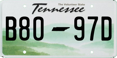 TN license plate B8097D