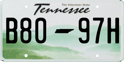 TN license plate B8097H
