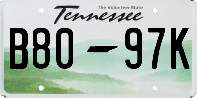 TN license plate B8097K