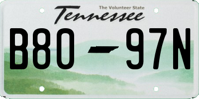 TN license plate B8097N