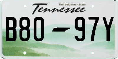 TN license plate B8097Y