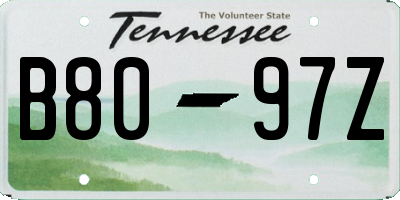 TN license plate B8097Z