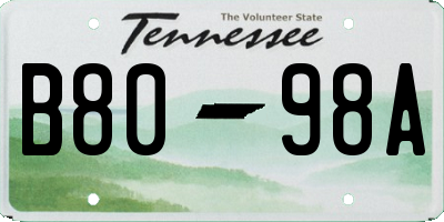 TN license plate B8098A