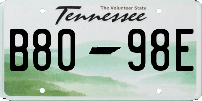 TN license plate B8098E